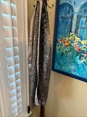 Snake Print Long Scarf in Brown and Gray
